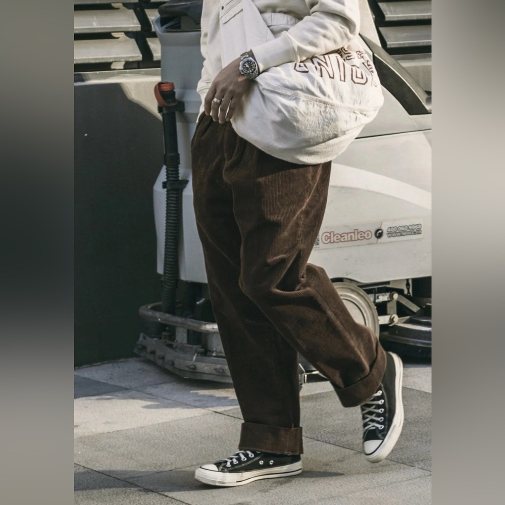 Bronson NS Corduroy Pants Men Pleated Casual Trousers Slacks Workwear OLD MONEY - Picture 8 of 12